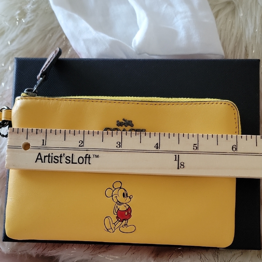 Coach X Disney Limited Edition Yellow Leather Mickey Mouse Wristlet - Picture 13 of 16